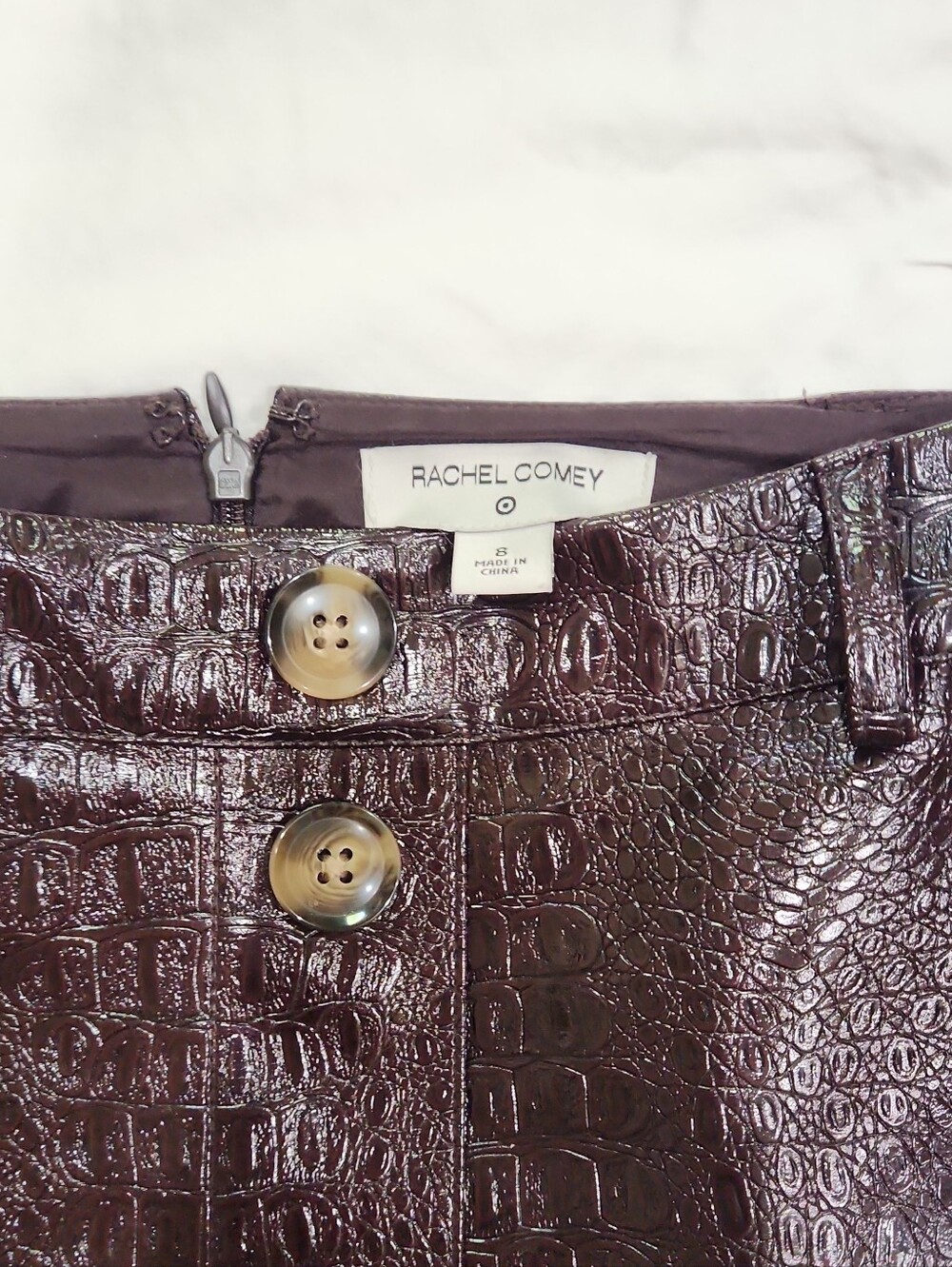 Rachel Comey X Target Collab Faux Leather Croc  Pencil Skirt Dark Brown Size 8